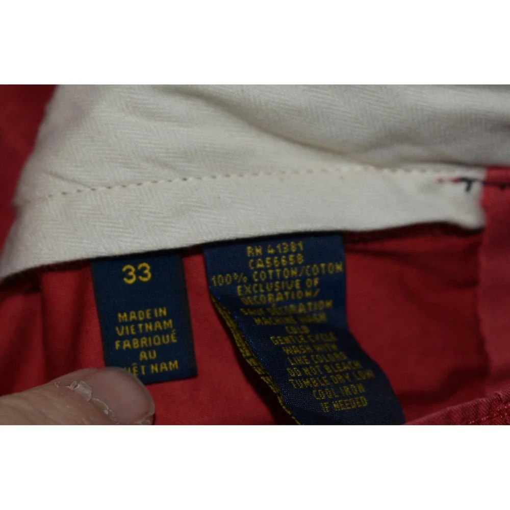Polo Ralph Lauren Cargo Shorts Mens 33 Red Utility Canvas Cotton Flat